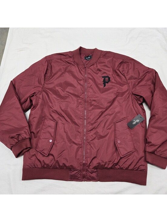 Other - NWT Men's XXL Primitive Skateboarding Bomber Jacket Burgundy Zip Up Flight Coat